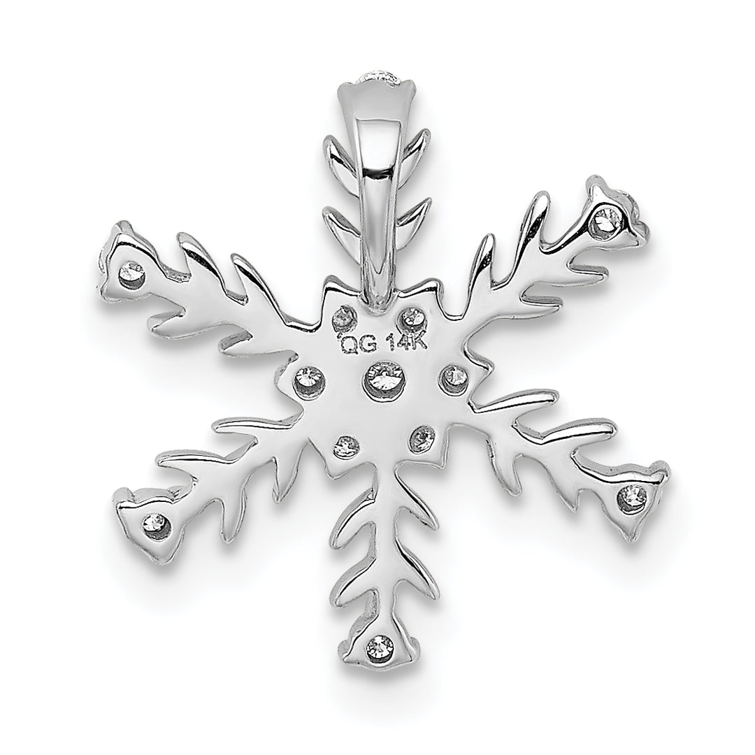 14k White Gold 1/6 carat Diamond Snowflake Chain Slide Pendant