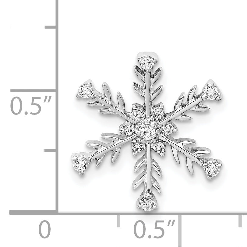 14k White Gold 1/6 carat Diamond Snowflake Chain Slide Pendant