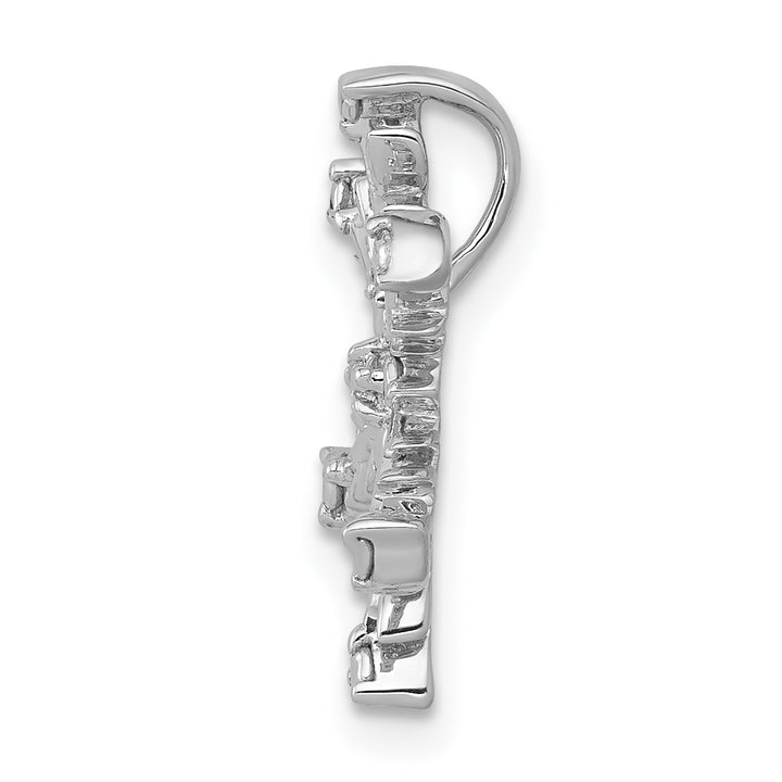 14k White Gold Diamond Snowflake Chain Slide Pendant