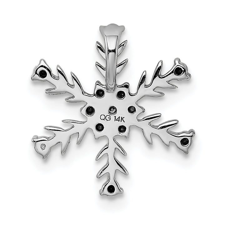 14k White Gold Diamond Snowflake Chain Slide Pendant