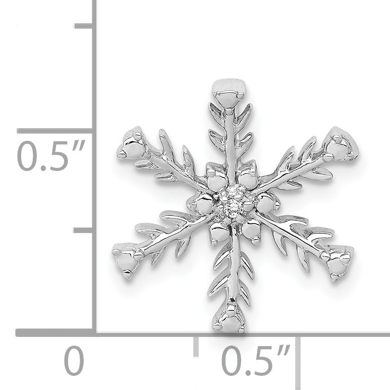 14k White Gold Diamond Snowflake Chain Slide Pendant