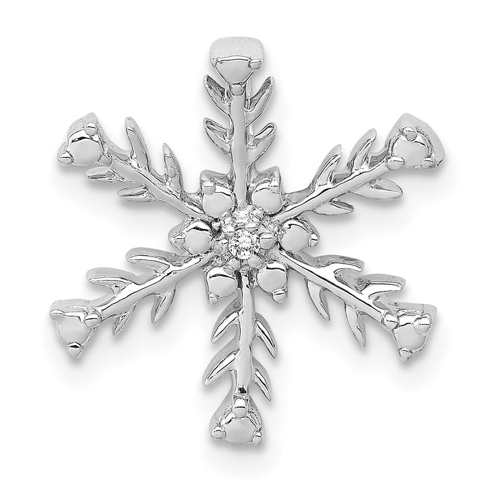 14k White Gold Diamond Snowflake Chain Slide Pendant