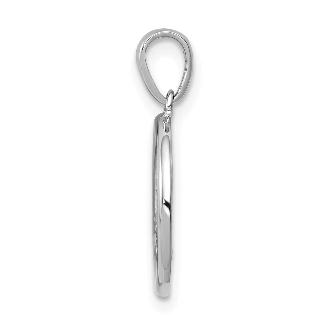 14k White Gold Diamond Peace Sign Round Pendant