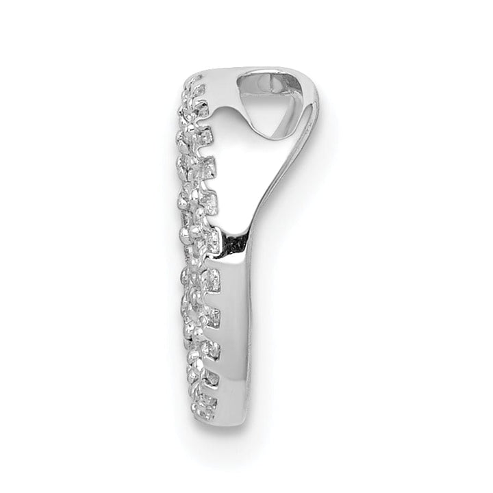 14k White Gold Diamond Peace Sign Chain Slide Pendant
