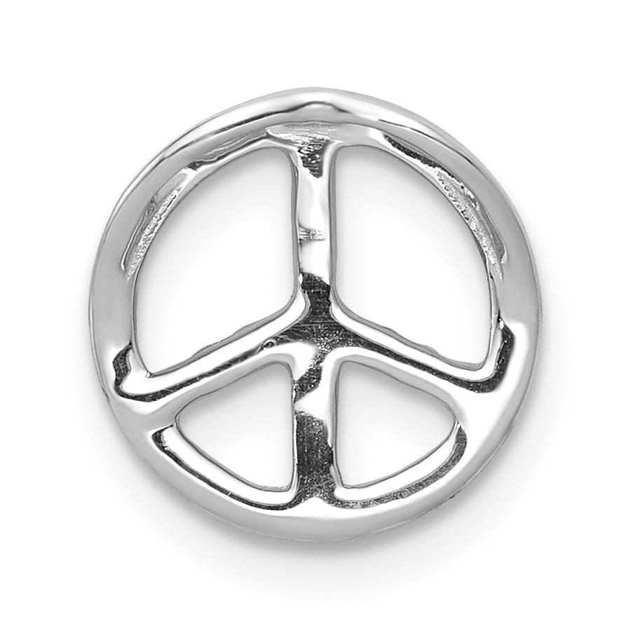 14k White Gold Diamond Peace Sign Chain Slide Pendant