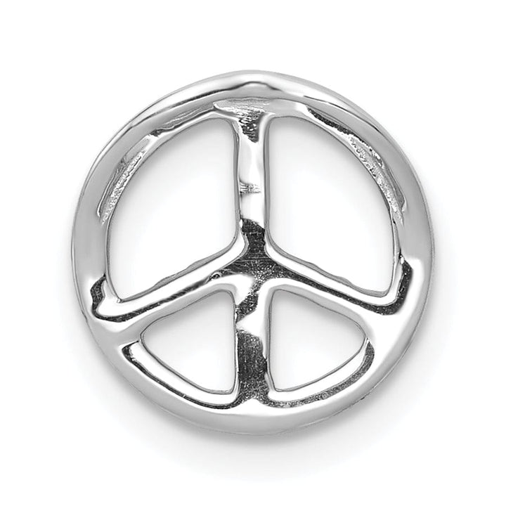 14k White Gold Diamond Peace Sign Chain Slide Pendant