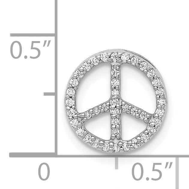 14k White Gold Diamond Peace Sign Chain Slide Pendant