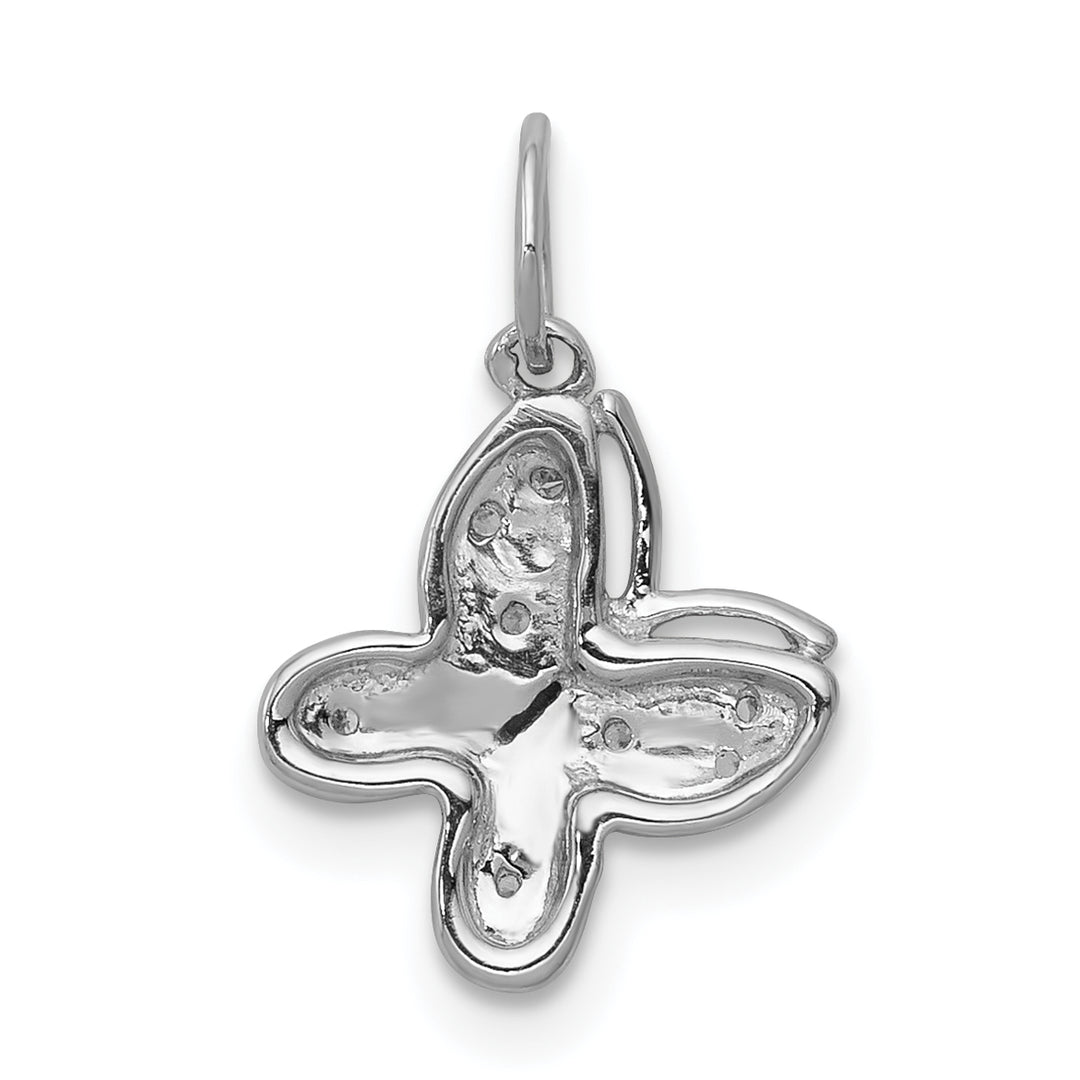 14k White Gold with Diamonds Fancy Butterfly Charm Pendant