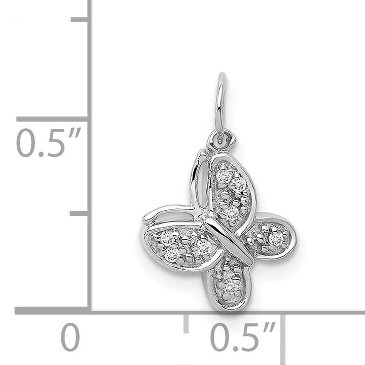 14k White Gold with Diamonds Fancy Butterfly Charm Pendant