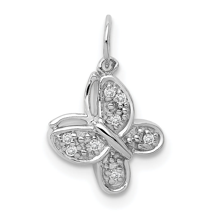 14k White Gold with Diamonds Fancy Butterfly Charm Pendant