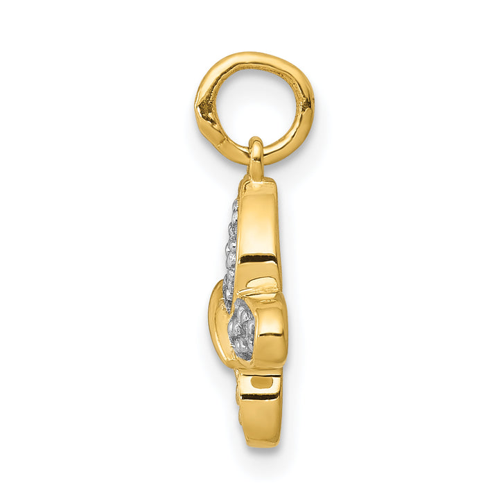 14k Yellow Gold Diamond Butterfly Design Charm Pendant