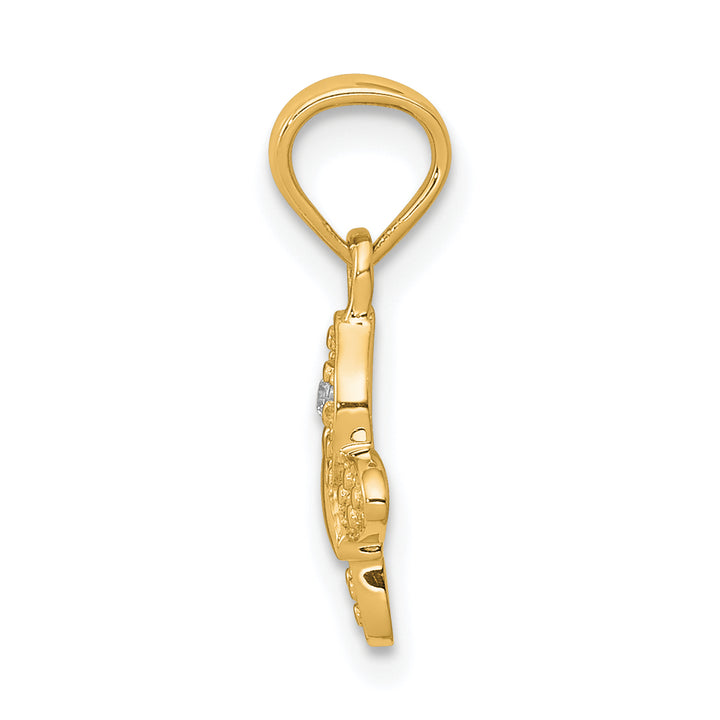 14k Yellow Gold Polished Finish Diamond Butterfly Pendant