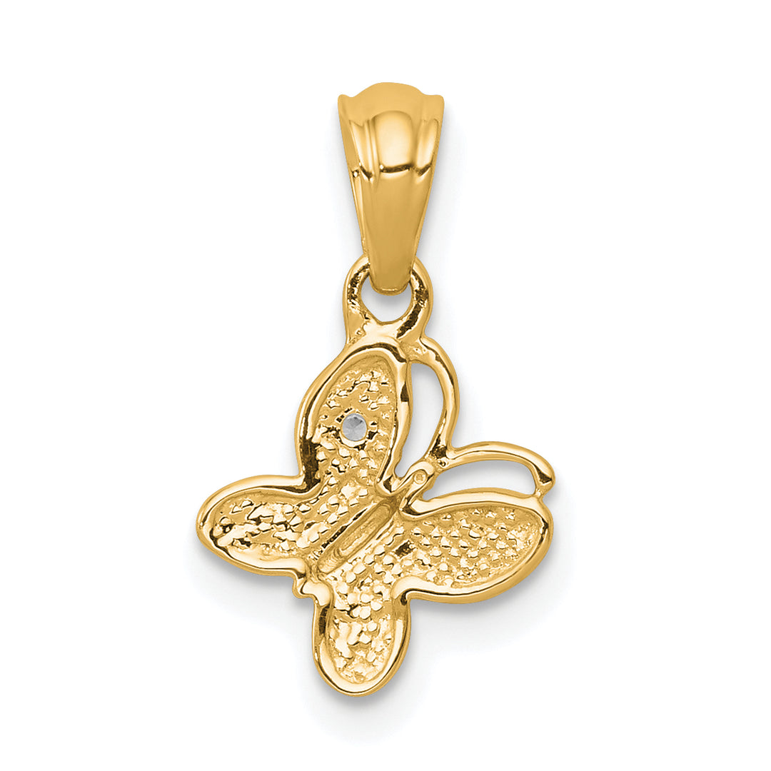 14k Yellow Gold Polished Finish Diamond Butterfly Pendant