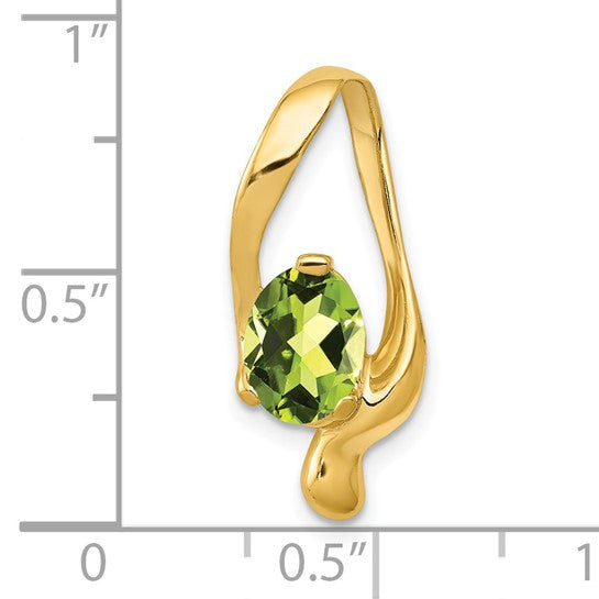 14k Yellow Gold 8x6m Oval Peridot Slide Pendant