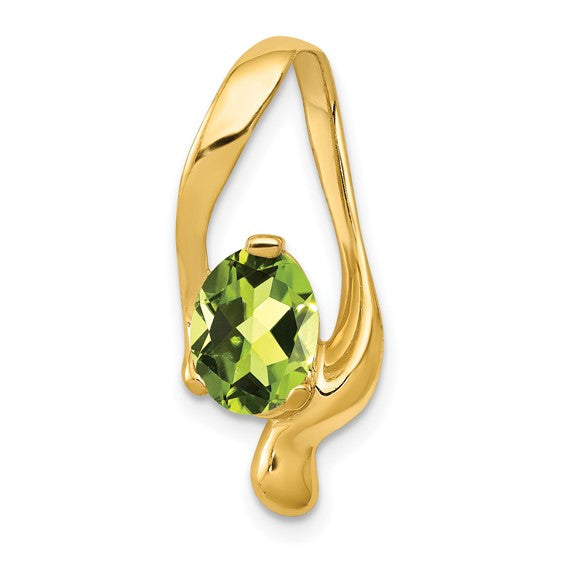 14k Yellow Gold 8x6m Oval Peridot Slide Pendant