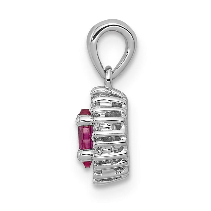 Lovely Rita's Pendants & Charms 14K White Gold Diamond and .32 ct Oval Ruby Halo Pendant