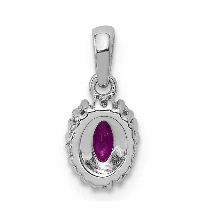Lovely Rita's Pendants & Charms 14K White Gold Diamond and .32 ct Oval Ruby Halo Pendant