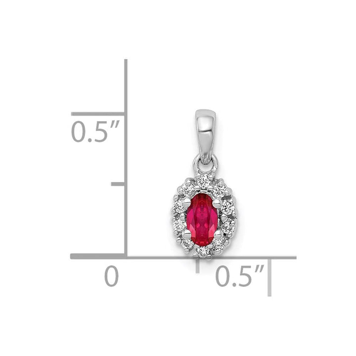 Lovely Rita's Pendants & Charms 14K White Gold Diamond and .32 ct Oval Ruby Halo Pendant