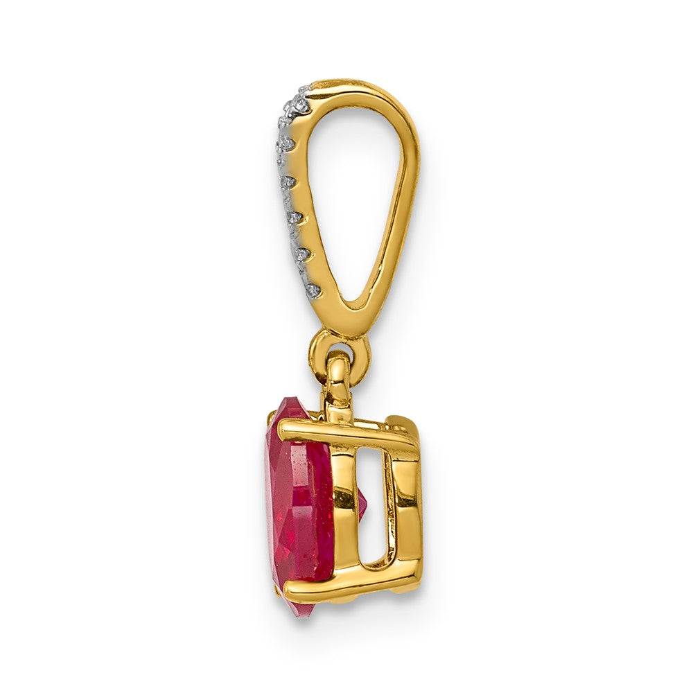 Lovely Rita's Pendants & Charms 14K Yellow Gold Diamond and .91 ct Oval Ruby Pendant