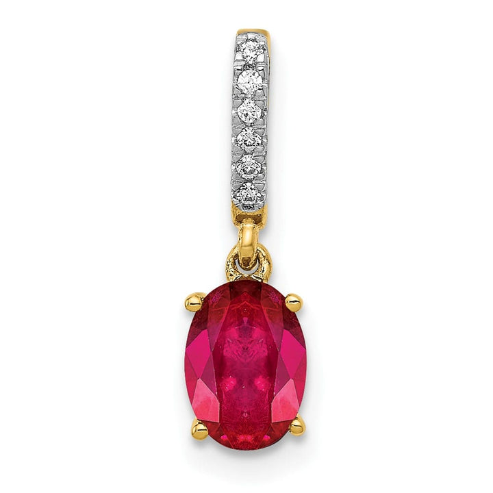 Lovely Rita's Pendants & Charms 14K Yellow Gold Diamond and .91 ct Oval Ruby Pendant