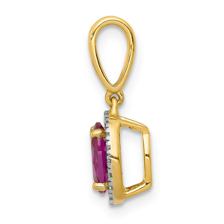 Lovely Rita's Pendants & Charms 14K Yellow Gold Diamond and .99 ct Oval Ruby Halo Pendant