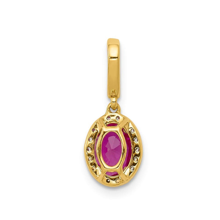 Lovely Rita's Pendants & Charms 14K Yellow Gold Diamond and .99 ct Oval Ruby Halo Pendant