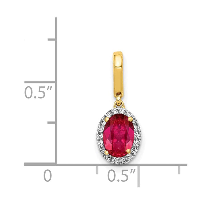 Lovely Rita's Pendants & Charms 14K Yellow Gold Diamond and .99 ct Oval Ruby Halo Pendant