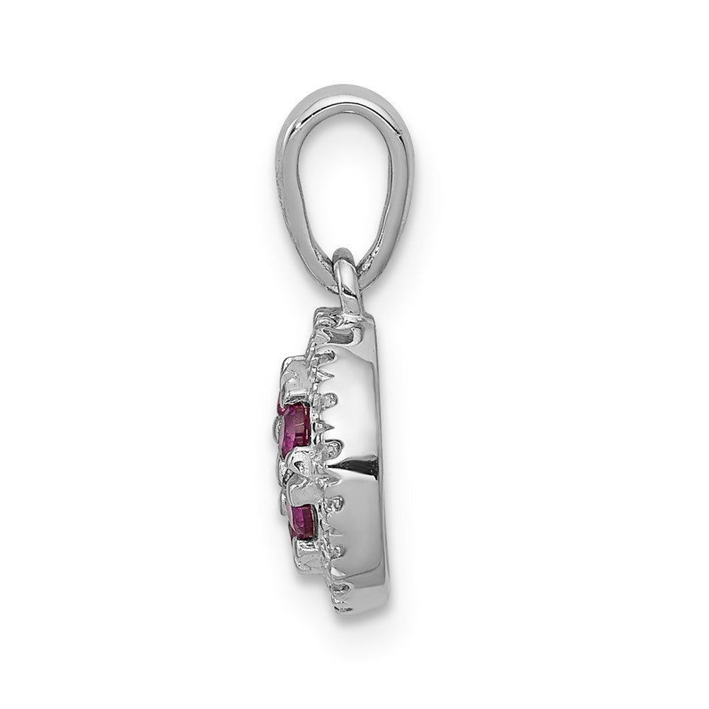 Lovely Rita's Pendants & Charms 14K White Gold Diamond and .28 ct Ruby Cluster Halo Pendant