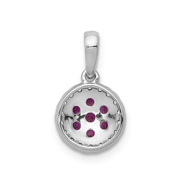 Lovely Rita's Pendants & Charms 14K White Gold Diamond and .28 ct Ruby Cluster Halo Pendant