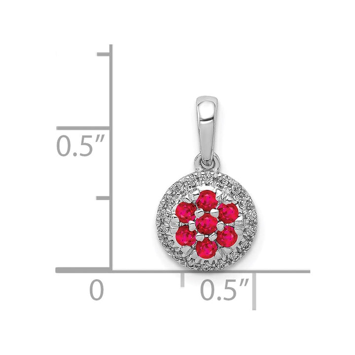 Lovely Rita's Pendants & Charms 14K White Gold Diamond and .28 ct Ruby Cluster Halo Pendant