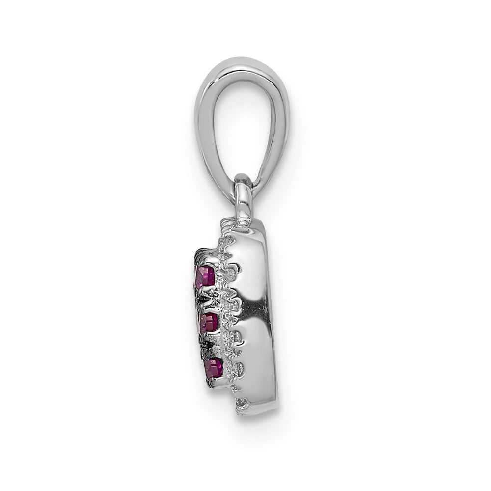 Lovely Rita's Pendants & Charms 14K White Gold Diamond and .23 ct Ruby Cluster Square Halo Pendant