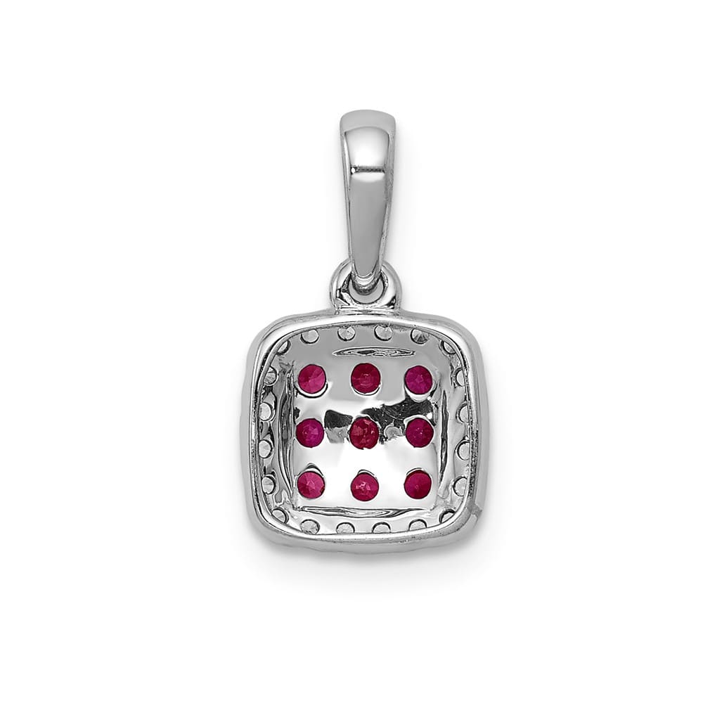 Lovely Rita's Pendants & Charms 14K White Gold Diamond and .23 ct Ruby Cluster Square Halo Pendant