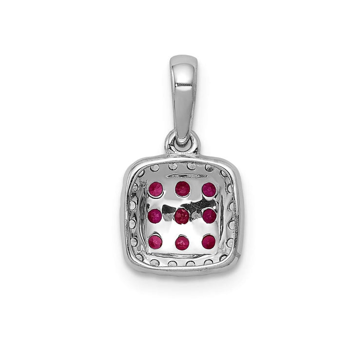 Lovely Rita's Pendants & Charms 14K White Gold Diamond and .23 ct Ruby Cluster Square Halo Pendant