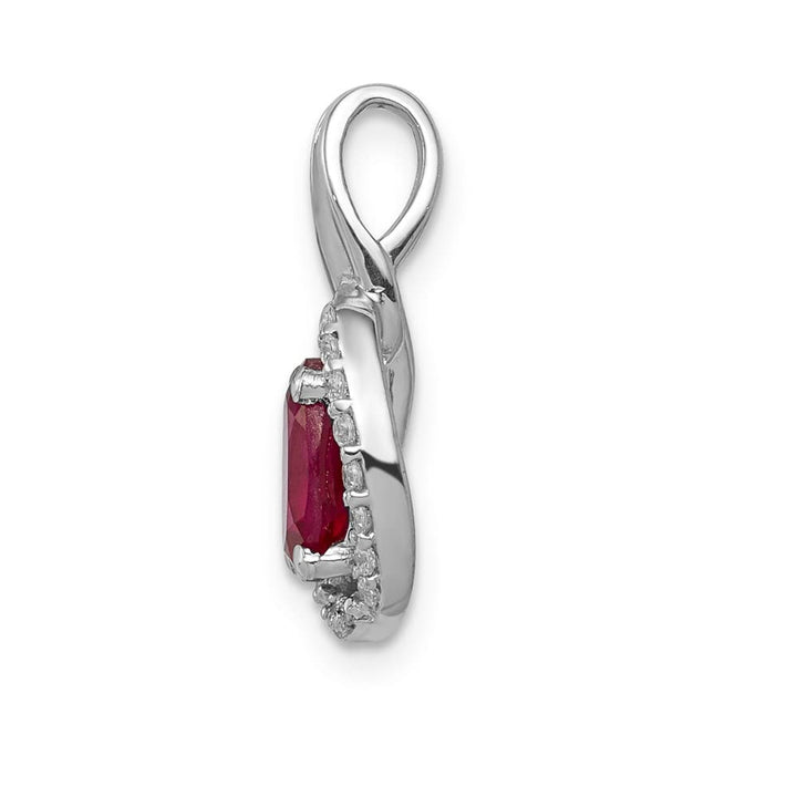 Lovely Rita's Pendants & Charms 14K White Gold Diamond and .86 ct Oval Ruby Halo Pendant