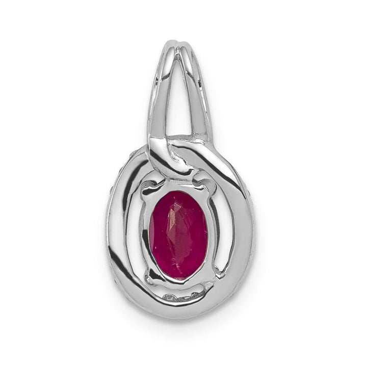 Lovely Rita's Pendants & Charms 14K White Gold Diamond and .86 ct Oval Ruby Halo Pendant