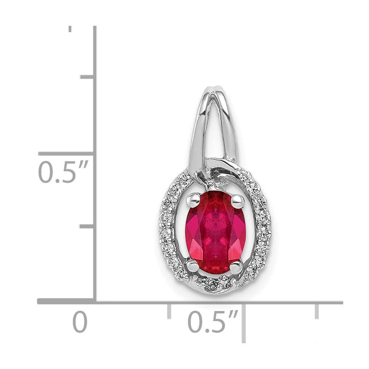 Lovely Rita's Pendants & Charms 14K White Gold Diamond and .86 ct Oval Ruby Halo Pendant