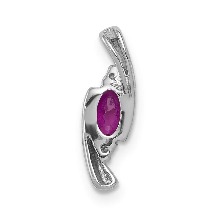 Lovely Rita's Pendants & Charms 14K White Gold Diamond and .31 ct Oval Ruby Fancy Chain Slide