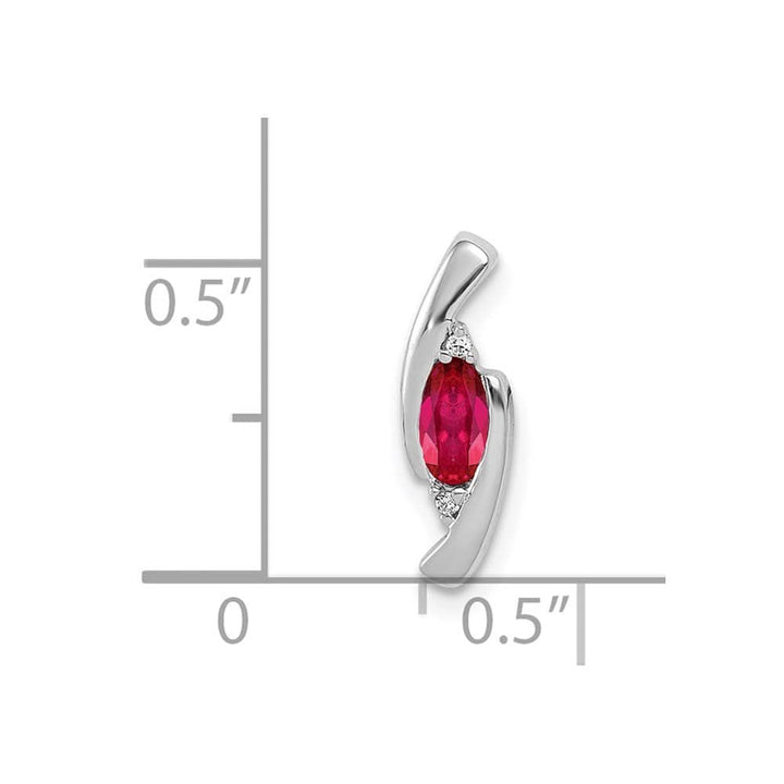 Lovely Rita's Pendants & Charms 14K White Gold Diamond and .31 ct Oval Ruby Fancy Chain Slide