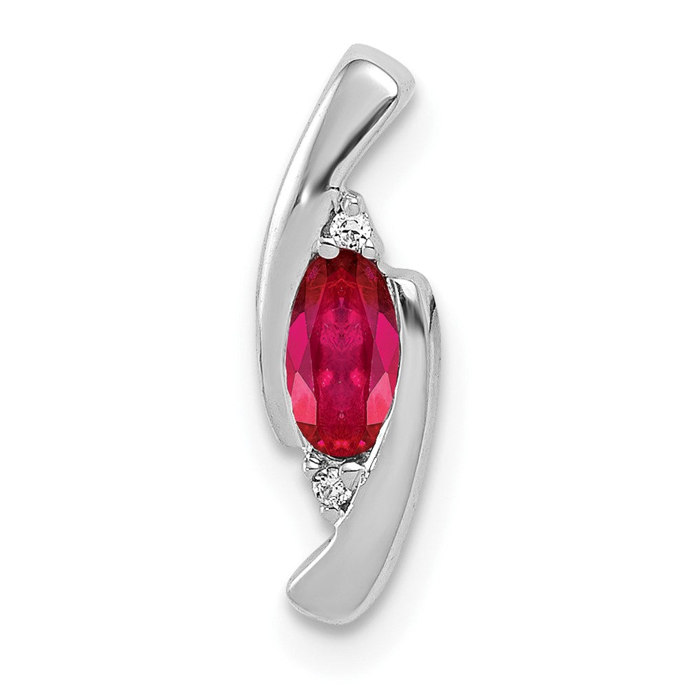 Lovely Rita's Pendants & Charms 14K White Gold Diamond and .31 ct Oval Ruby Fancy Chain Slide