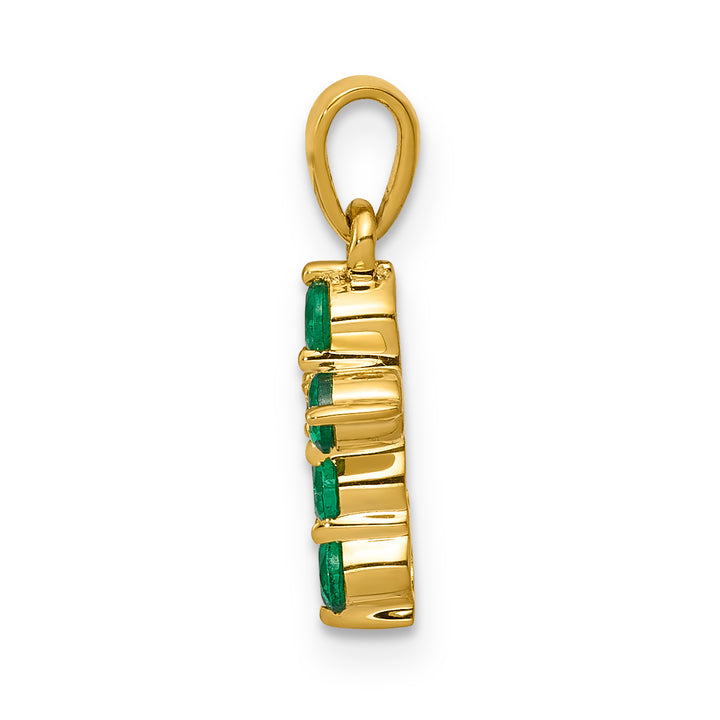 14k Yellow Gold Emerald & Diamond Cross Design Pendant