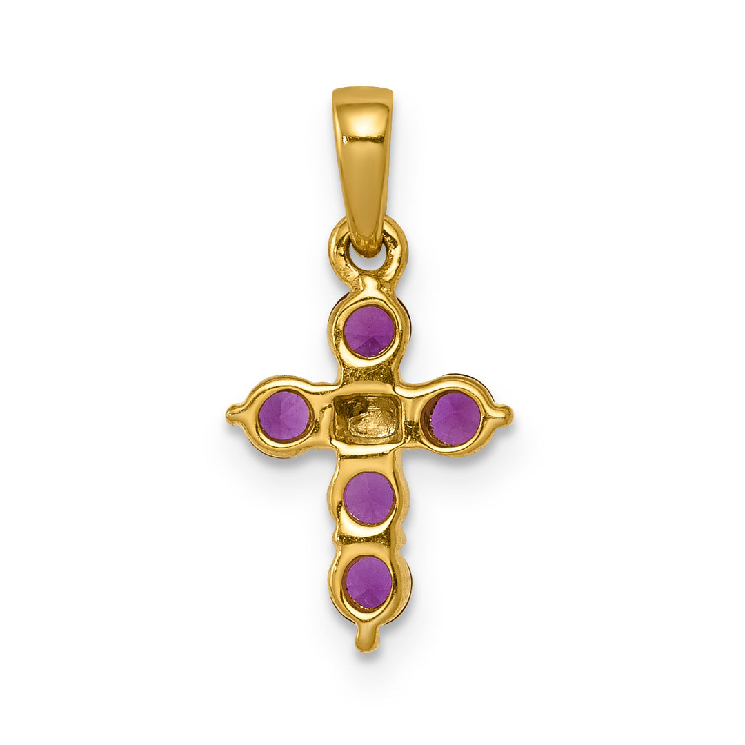 14k Yellow Gold Ruby & Diamond Stones Cross Pendant