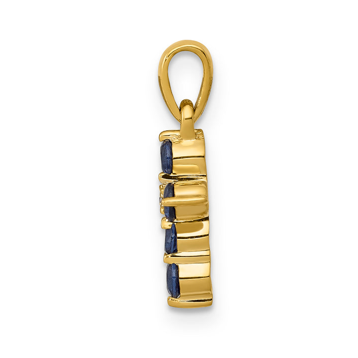 14k Yellow Gold Sapphire & Diamond Elegant Cross Pendant