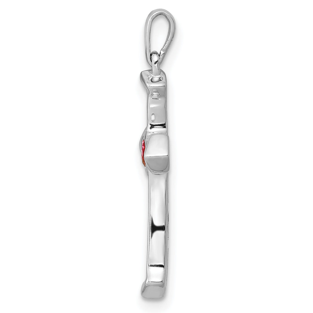 14k White Gold Ruby Diamond Heart Cross Pendant