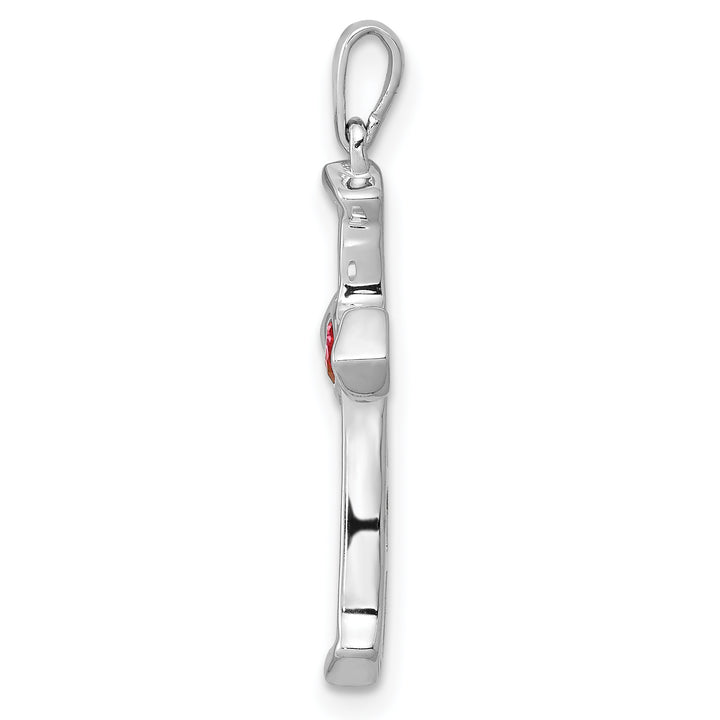 14k White Gold Ruby Diamond Heart Cross Pendant