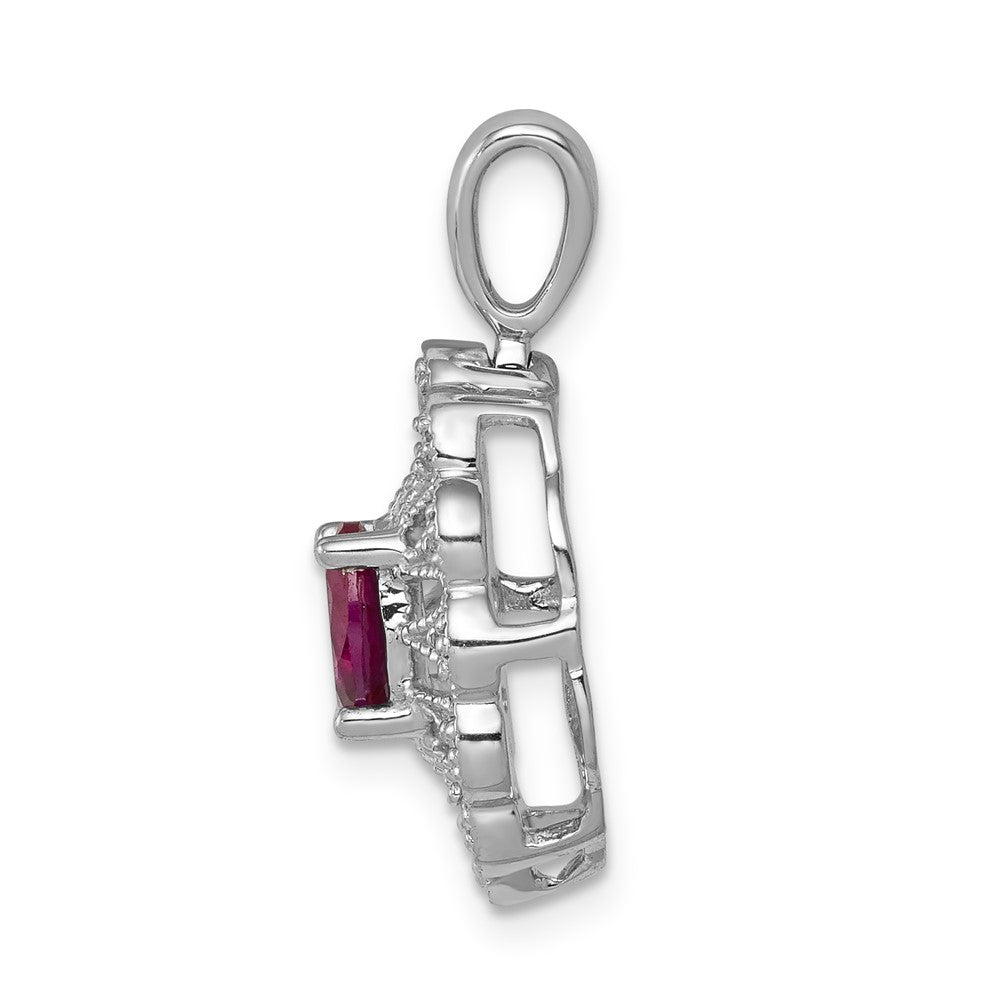 Lovely Rita's Pendants & Charms 14K White Gold 1/6 ct Diamond and Oval Ruby Fancy Pendant