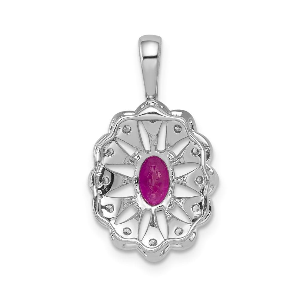 Lovely Rita's Pendants & Charms 14K White Gold 1/6 ct Diamond and Oval Ruby Fancy Pendant