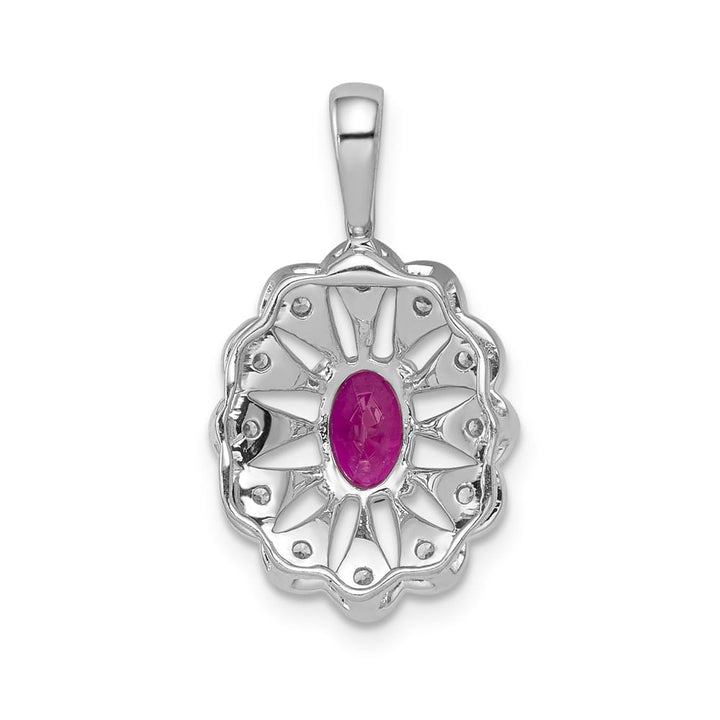 Lovely Rita's Pendants & Charms 14K White Gold 1/6 ct Diamond and Oval Ruby Fancy Pendant