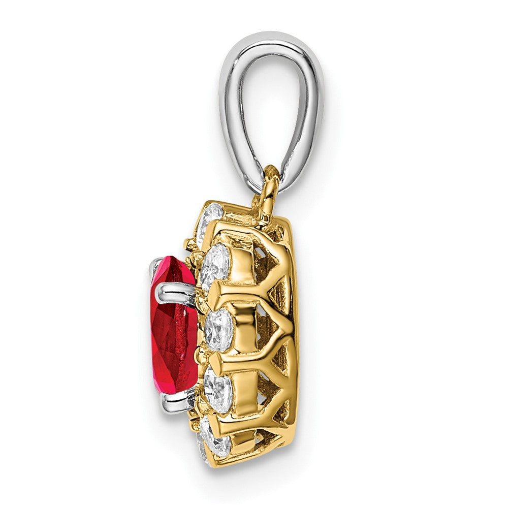 Lovely Rita's Pendants & Charms 14K Two-Tone Gold Oval Ruby and Diamond Halo Pendant