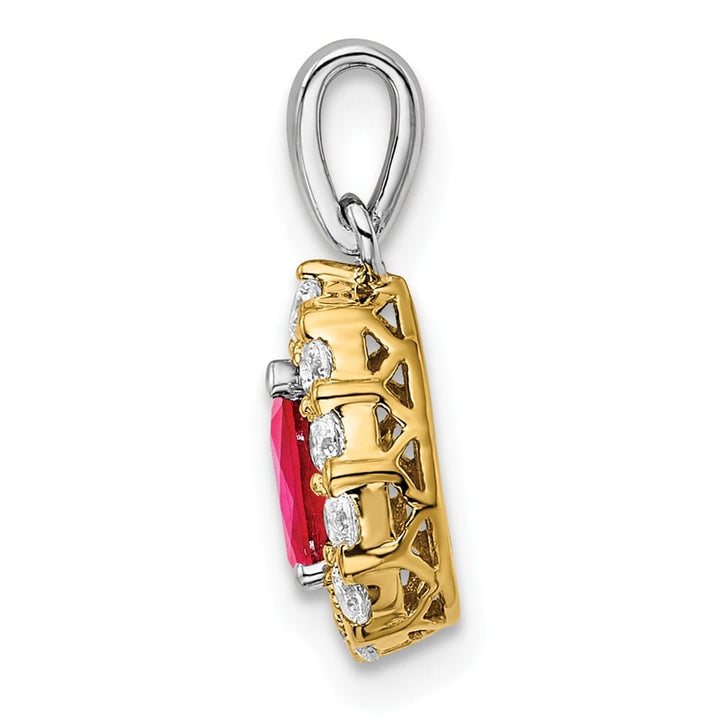 Lovely Rita's Pendants & Charms 14K Two-Tone Gold Pear Ruby and Diamond Halo Pendant