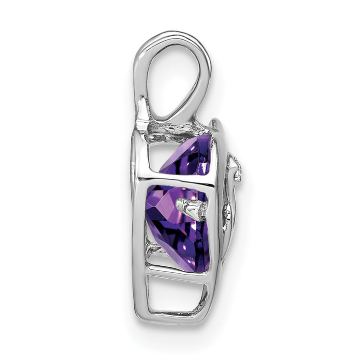 14k White Gold Amethyst and Diamond MOM Heart Pendant